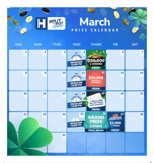 2026 Split the Pot Calendar